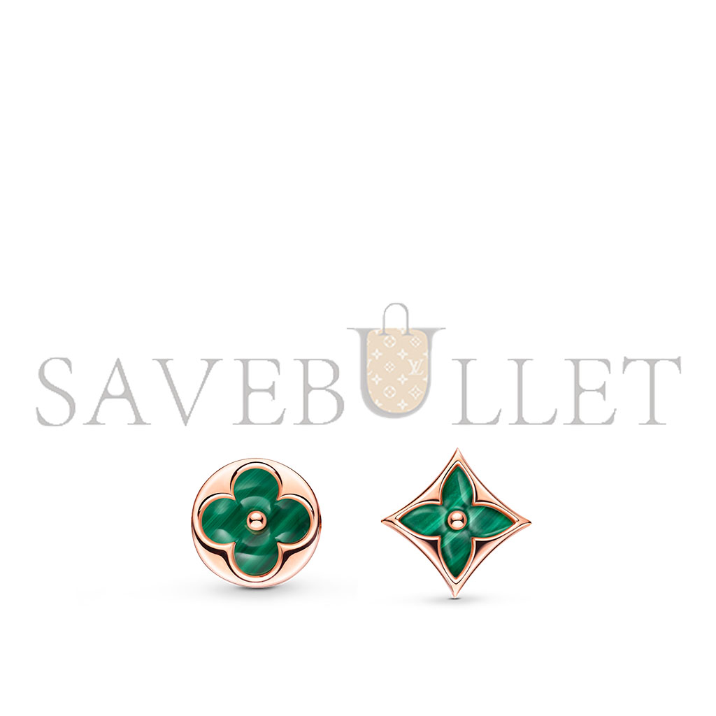 LOUIS VUITTON COLOR BLOSSOM BB SUN SINGLE STUD EARRING - WITH ROSE GOLD AND MALACHITE Q96673